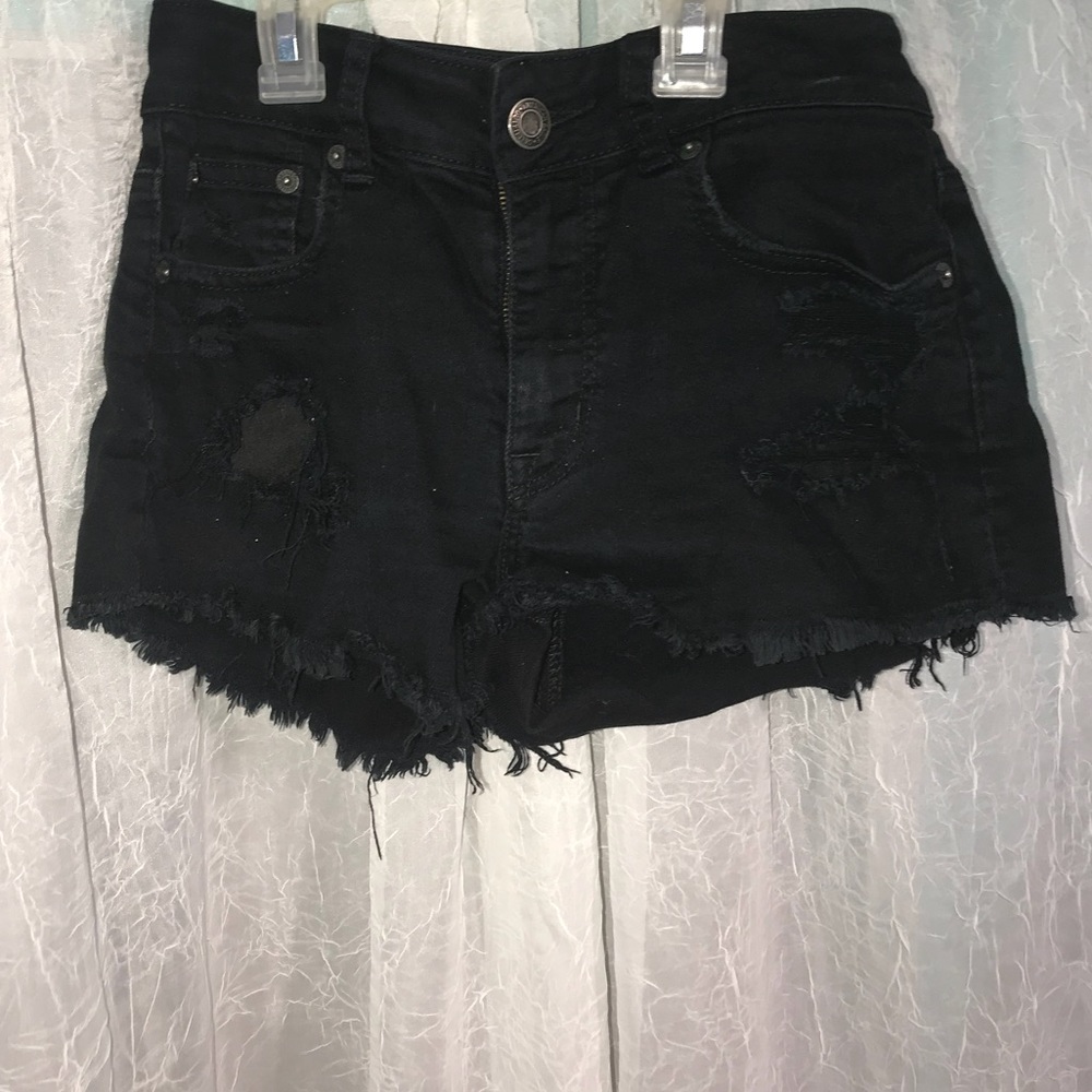 Black Distressed Shorts